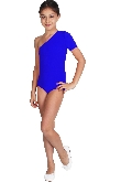 BODY DANZA LYCRA MONOSPALLA MEZZA MANICA BLU BAMBINA